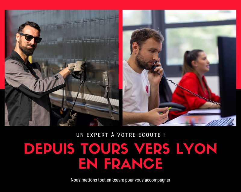 Transporteur de marchandises sur palettes entre Tours et Lyon en France
